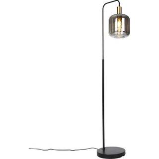 Design gulvlampe sort med guld og røgglas - Zuzanna
