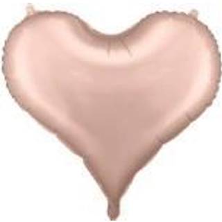 1 stk. Rose Guld hjerte folieballon til luft eller helium 61 cm høj - inkl. sugerør til oppustning
