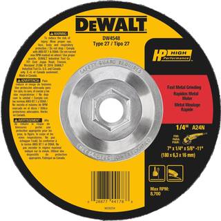 Dewalt DW4548 7-tommer med 1/4-tommer med 5/8-tommer-11 High Performance Fast Metal Grinding Wheel