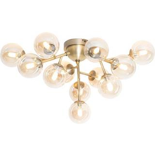 Art Deco loftslampe bronze med ravglas 12-lys - Bianca