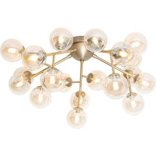 Art Deco loftslampe bronze med ravglas 20-lys - Bianca