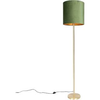 Botanisk gulvlampe messing med grøn skærm 40 cm - Simplo