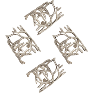 """" Saro Lifestyle Collection indpakket Antlers servietringe (sæt med 4) diameter: 1,75 """" """" 2.25 """" ""H x 4"" """" L Silver """" (NR919.S)
