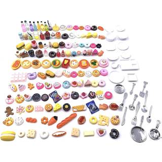 HKLMRO 150stk Miniature Mad Drink Flotter Voksne Dollhouse Soda Pop d?ser Forlar leg k?kken madlavningsparti Tilbeh?r Toys Hamburger Cake Ice Cre