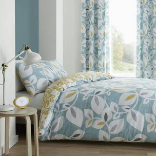 Catherine Lansfield Catherine Lansfield Teal Blue Inga Leaf Duvet Cover and Pillowcase Set