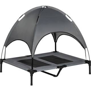 Pawhut 92cm Elevated Dog Bed with Canopy, UV Protection, Grey