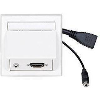 Vivolink HDMI og Minijack AUX vægpanel udtag | Hvid | PRIS-MATCH