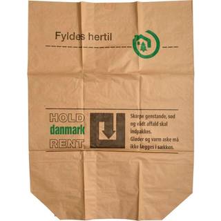 Papirsæk 1-lags påtrykt ''Hold Danmark Rent'' vådstærk 110 liter brun