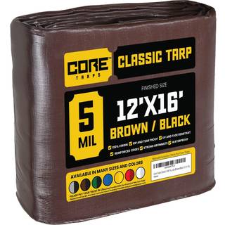 CORE TARPS KLASSISK 5 MIL TARP DÆKNING Vandtæt UV -resistent RIP og tåre Proof Poly Tarpaulin med forstærkede kanter til tagcamping Patio Pool Co