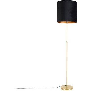Gulvlampe guld/messing med sort fløjlsskærm 40/40 cm - Parte