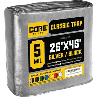 CORE TARPS KLASSIK 5 MIL TARP DÆKNING Vandtæt UV -resistent RIP og tåre Proof Poly Tarpaulin med forstærkede kanter til tagcamping Patio Pool Cov