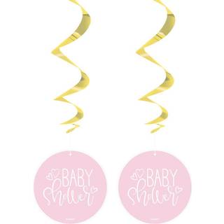 Babyshower spiraler lyserød - 3 stk.