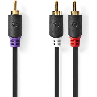 Nedis Subwoofer kabel | RCA Hanstik | 2x RCA Hanstik | Guldplateret | 3.00 m | Runde | 4.0 mm | Antracit | Box