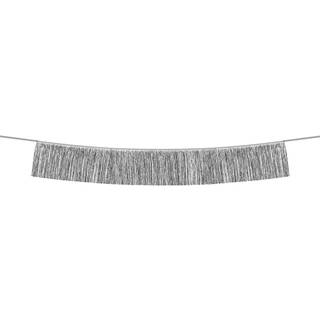 1 stk. Sølvfarvet fringe garland, højde 20 cm, bredde 135 cm, perfekt til festligheder