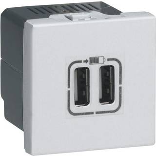 Legrand Mosaic usb lader 2xa 2.4a 2m alu