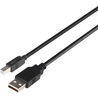 DELTACO USB 2.0 kabel USB-A han - USB-B han, LSZH, 3m. - Sort