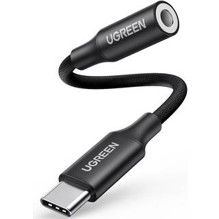 Ugreen 3,5 mm Mini Jack til USB-C hovedtelefonadapter, 10 cm - Sort