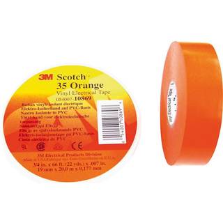 Scotch Super 35 orange farvebestandig mærke- og isolationstape 19 mm x 20 m, 0.18mm tyk
