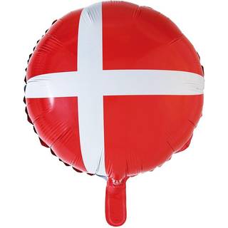 Folie Ballon - Dansk Flag - Rund 18&#39;&#39; - Hurtig levering