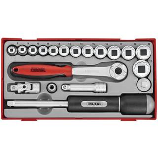 Teng Tools Topnøglesæt med 19 dele. Med 3/8\" firkantfæste TT381912