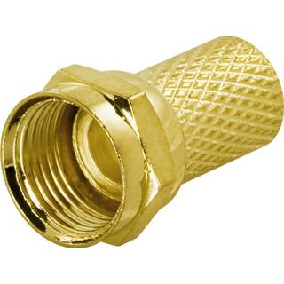 Guldbelagt F-stik connector (han), 6,2mm RG6 antennekabel, skruemontering - Livstidsgaranti