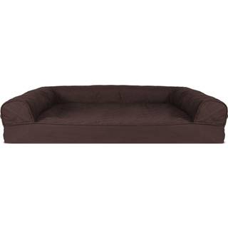 Furhaven Cooling Gel Hundeseng til store hunde m/ aftagelige bolster & vaskbart betrk til hunde op til 95 lbs - Quiltet sofa - Coffee Jumbo/XL