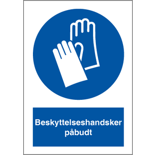 Beskyttelseshandsker påbudt - Selvklæbende vinyl - 210 x 148 mm