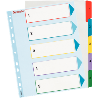 Register Projekt Mylar A4+ skriv&ret 1-5, 20 stk., varenr. 100207