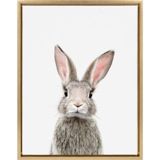 Kate og Laurel Sylvie kvindelig kanin indrammet l?rred v?gkunst af Amy Peterson 18x24 Gold Baby Animal Home Decor