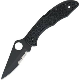 Delica 4 foldekniv, FRN, sort, savtakket