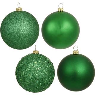 Vickerman 4 """" Green 4-Finish Ball Ornament Sortment 12 pr. Boks