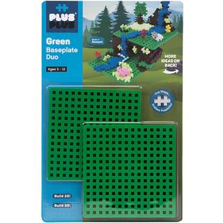 Plus Plus - Green Baseplate Duo - Base -tilbeh?r til bygning og visning af kreationer 4,5 x 4,5 tommer konstruktionsbygning stam damp leget?j til