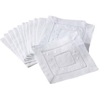 Saro Lifestyle broderet og h?mmiteret middagsserviet (s?t af 12) White 6 """"