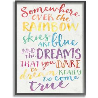 Stupell Industries et eller andet sted over Rainbow Watercolors Black Framed Wall Art 11x14 Design af kunstneren Erica Billups