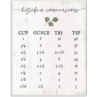 Stupell Industries Kitchen Conversion Chart Neutral Gray Word Design af kunstner Daphne Polselli Wall Art 13 X 19 Wood Plaque