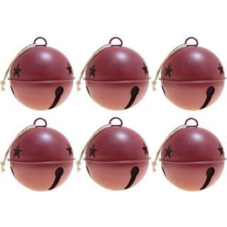 Haute Decor Jingle Bell Ornamenter 3,35-tommer Diameter 6-Pack (r?d)-Klassiske metaljuletr? ornamenter, der jingle