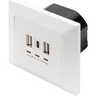 DIGITUS DA-70618 - USB-outlet - 2 USB sockets 1 USB-C socket - RAL 9003 signal white