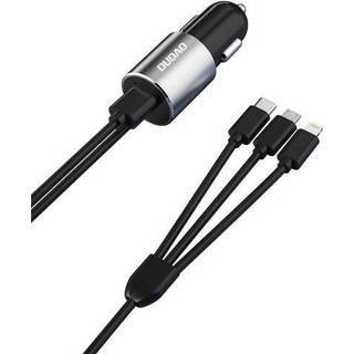 Oplader Dudao R5Pro 1x USB, 3.4A + 3in1 USB-C/Micro USB/Lightning kabel - Grå