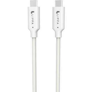 Lippa USB-C til USB-C 100W 10Gbps kabel 2m, Hvid