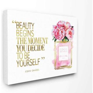 Stupell Industries Fashion Perfume Gold Pink Watercolor Inspirational Word Design af kunstner Amanda Greenwood Wall Art 16 X 20