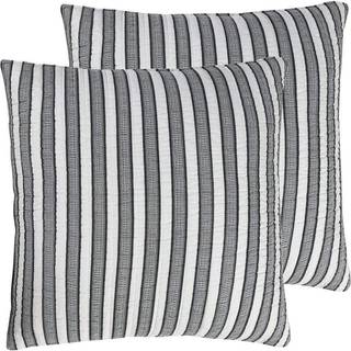 Levtex Home - Tanzie Black - Euro Sham Sæt med to - (26x26in.) Ingen indsats -stribe - grå og hvid