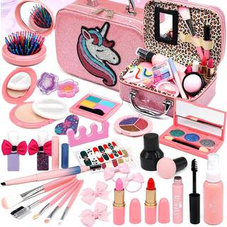 Herapfann Kids vaskbart makeup-s?t til pige-b?rn makeup kit leget?j til piger sm? piger makeup kit toddler & ikke-toksisk make-up s?t ?gte makeup