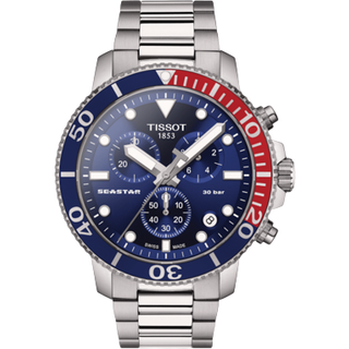 Tissot Seastar 1000 Quartz Chronograph herreur i stål, blå skive Ø46