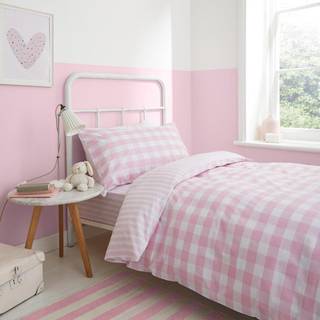 Bianca Bianca Pink Gingham 100% Cotton Duvet Cover and Pillowcase Set