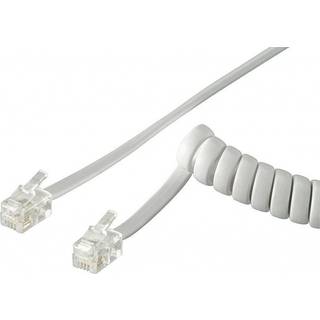 Telefonkabel m/spiralledning CCA RJ10 han (4P4C) - 4m
