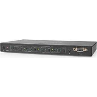 Nedis HDMI ™ Matrix Switch | 4 x 4-Port port(s) | DC strøm / 1x RS232 / 4x HDMI ™ -indgang | 4x HDMI™ Output | 4K@60Hz | 18 Gbps | Fjernstyret | Metal | Sort