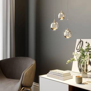 Lucande LED-pendellampe Hayley, Ø 25 cm, 3 lyskilder, guld, glas