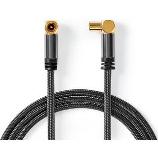 Nedis Coax Cable | IEC (Coax) Han | IEC (Coax) Hun | Guldplateret | 75 Ohm | Quad Skærmet | 5.00 m | Runde | Bomuld | Grå / Gun Metal Grå | Cover Window Box