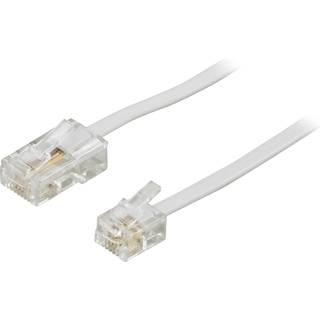 DELTACO modulkabel, 8P4C(RJ45) til 6P4C(RJ11), 3m, hvid