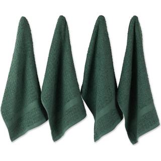 DII Basic Terry Collection Waffle Vittowel Set 15x26 Solid Dark Green 4 Piece